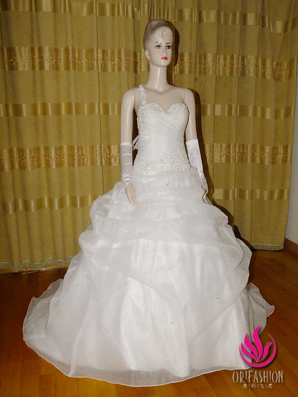 Orifashion Handmade Unique One-shoulder Wedding Dress